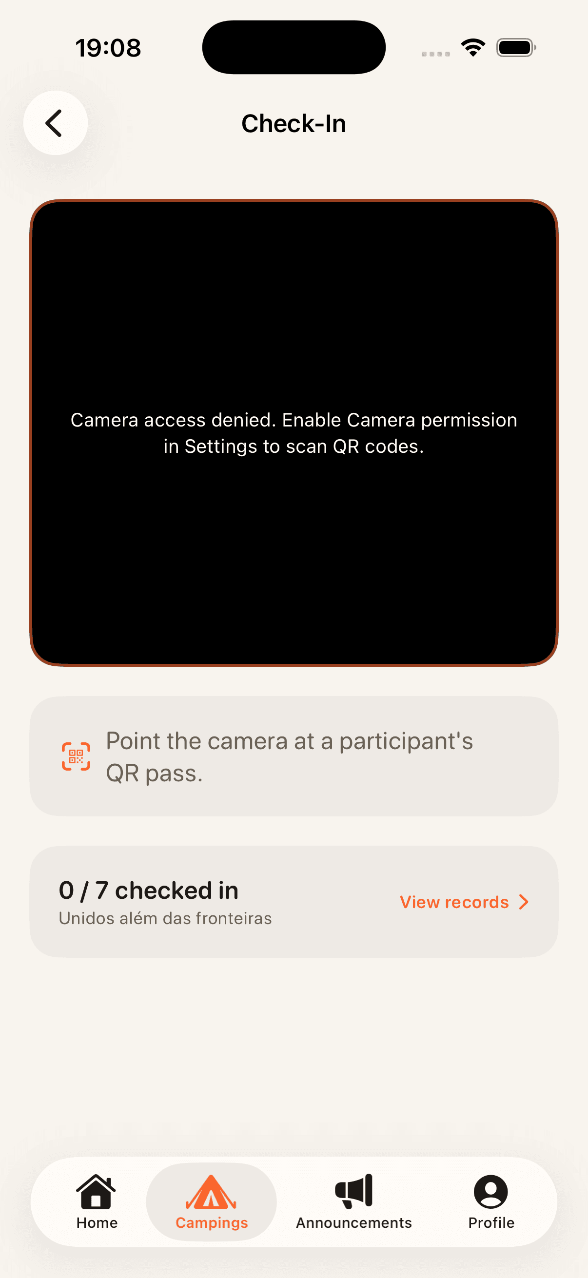 Campzone app screenshot.
